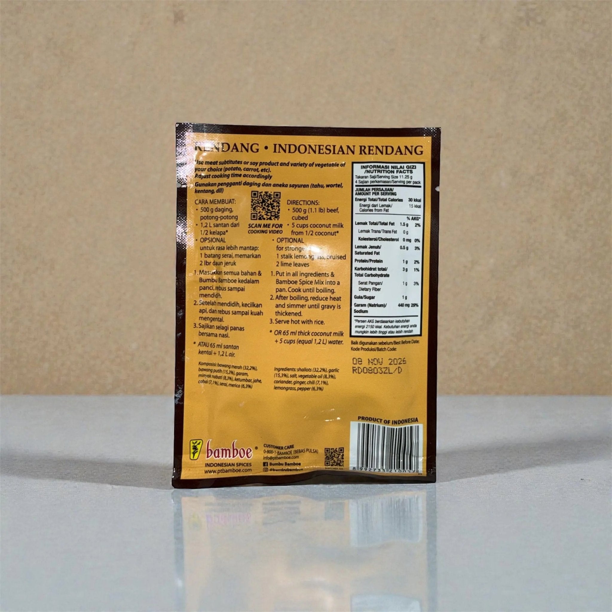 Bamboe Bumbu Rendang - Spice Mix for Indonesian Rendang - LINGORA